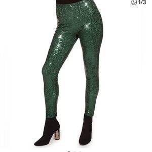 Tipsy Elves Sequin Dark Green Leggings